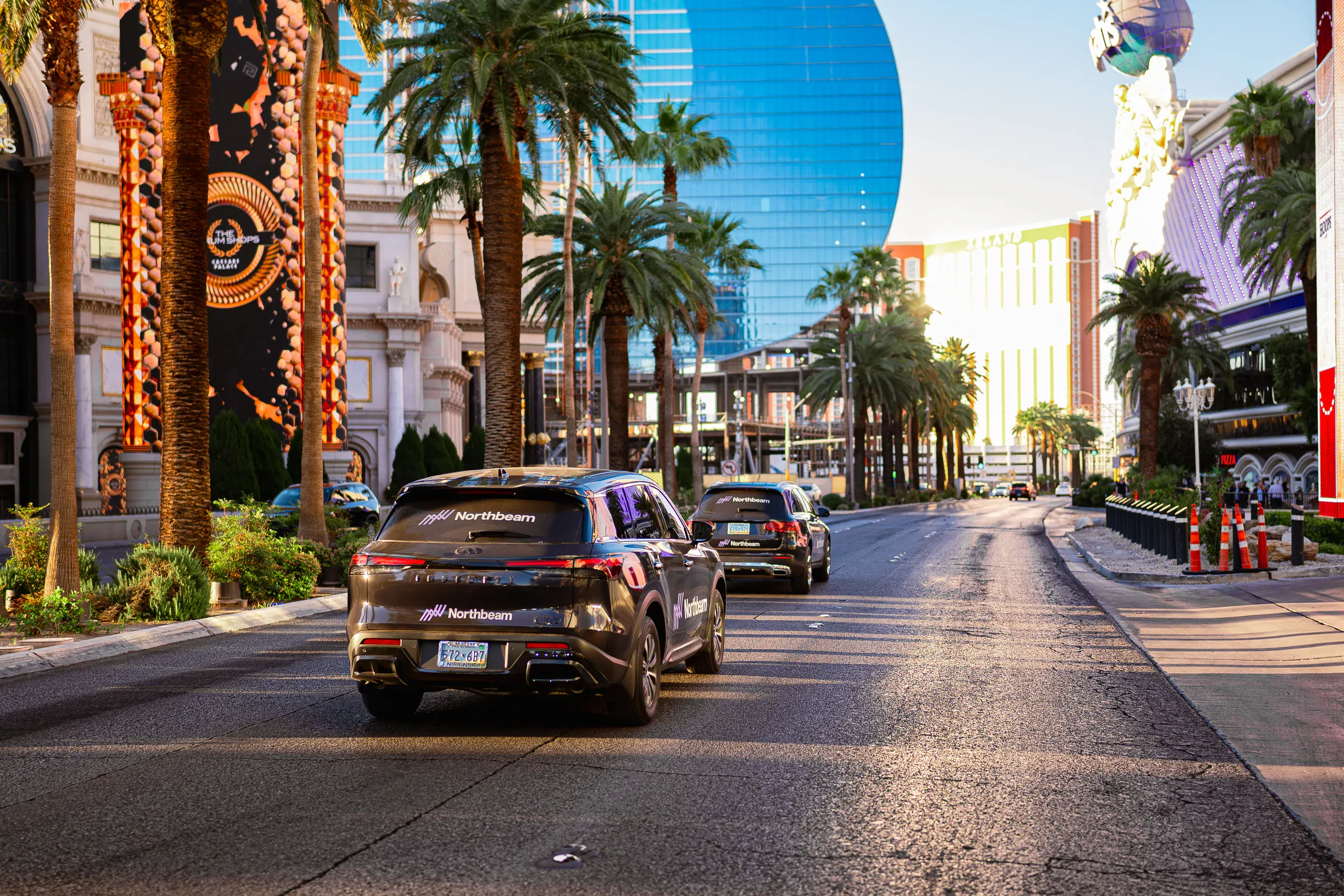 Northbeam-branded SUV drives along the Las Vegas Strip.